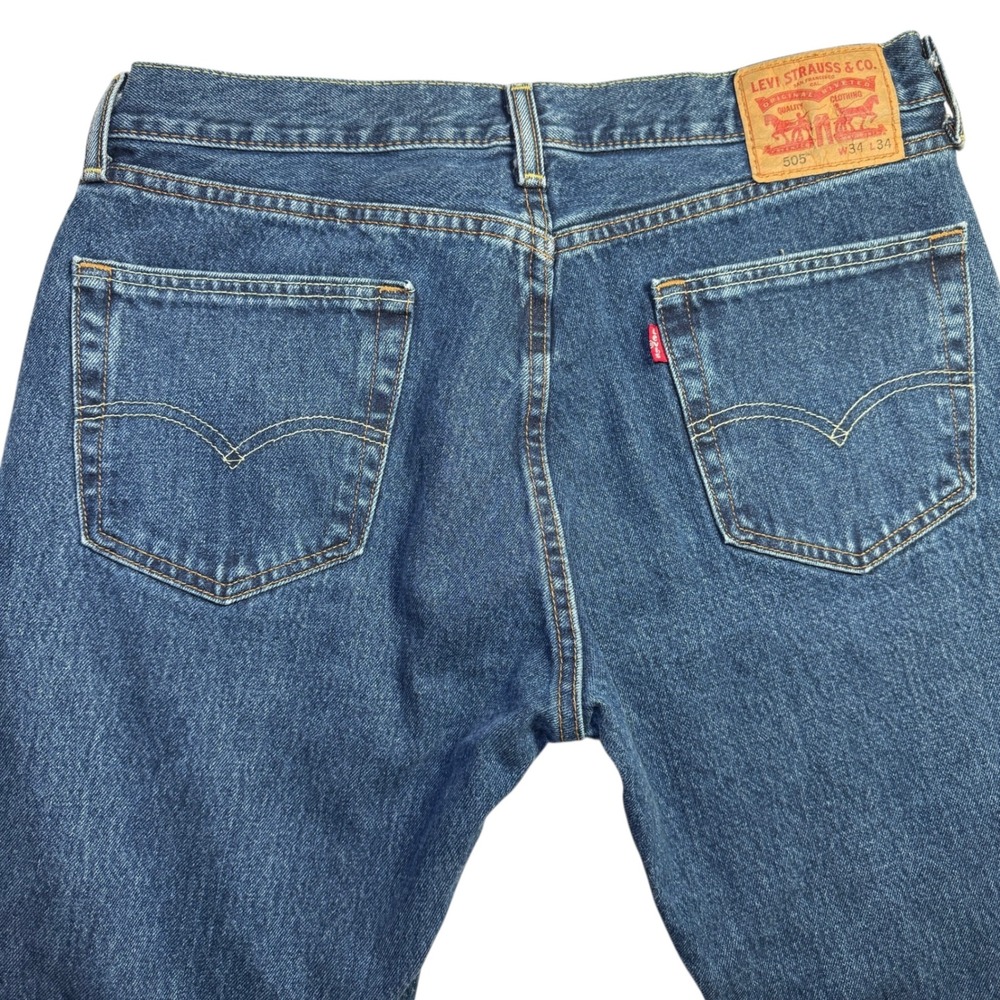 Levi's 505 Men's Jean W34 L34 Regular Fit Straight Leg Blue Denim Made in Mexico